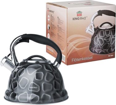 Електричний чайник Kinghoff KH-1064 з нержавіючої сталі, 2.7 л, індукційний, з свистком