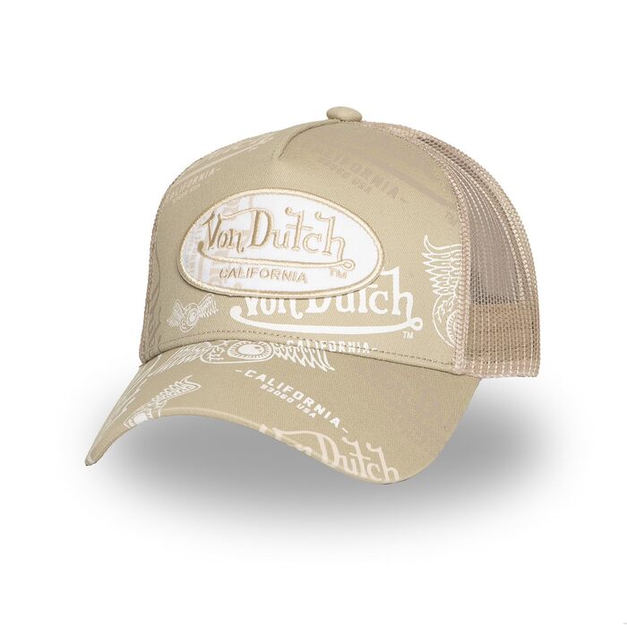 Кепка Von Dutch Trucker Snapback унісекс, бежево-біла