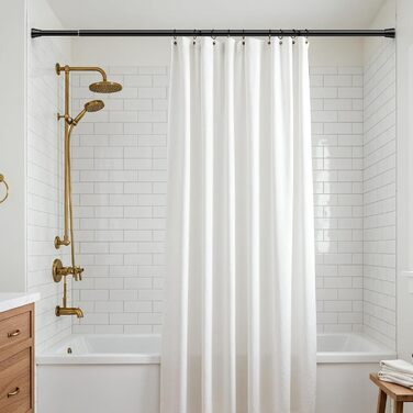 Тelescopic штанга для карнизів без свердління 120-200 см - для штор, душових перегородок, вікон, ванної кімнати (1 шт., чорний)