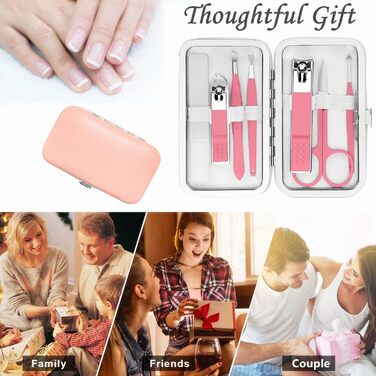 Набір для манікюру та педикюру Fenlebenil: інструменти для догляду за нігтями, подарунок для сім'ї та друзів (рожевий)