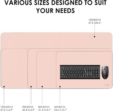 Підкладка для столу Vicwe з екошкіри PU, 80x40 см, рожева - килимок для миші, захист для офісу та дому