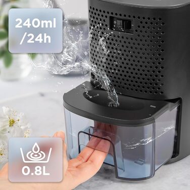 Зволожувач повітря Duronic DH06 WE – тихий осушувач для кімнат 5-10 м², об'ємом 0,8 л, 23 Вт, проти цвілі та конденсату