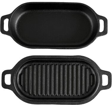 BBQ-Toro Чавунний гусятник 1 л, 29x12,5x5,5 см, вже прожарений, Dutch Oven, каструля для запікання та тушкування, ідеально для хліба й рагу