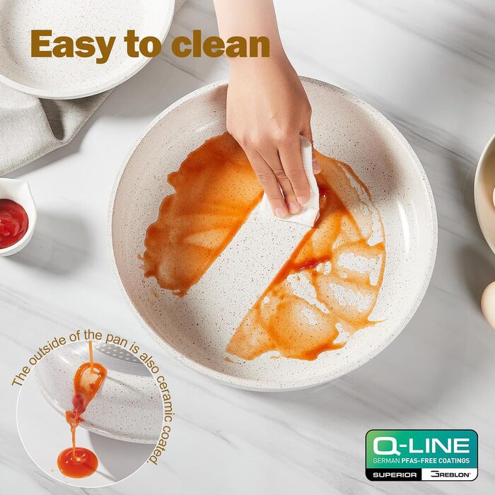 Набір каструль та сковорідок Rossetto 17 предметів з антипригарним покриттям, кераміка, індукційний, для дому та подорожей, знімні ручки, без PFOA та STONE