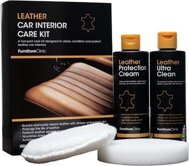 Furniture Clinic Leather Care Set for Car Seats – Premium Cleaning Set for Car Seats 250 ml Leather Cleaner & Care Rinse
