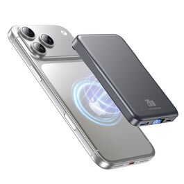 Power Bank MagSafe 10000mAh Сірий: Бездротовий магнітний зарядний пристрій для iPhone 12/13/14/15/16/17 Pro Max з USB-C, 20W PD швидка зарядка
