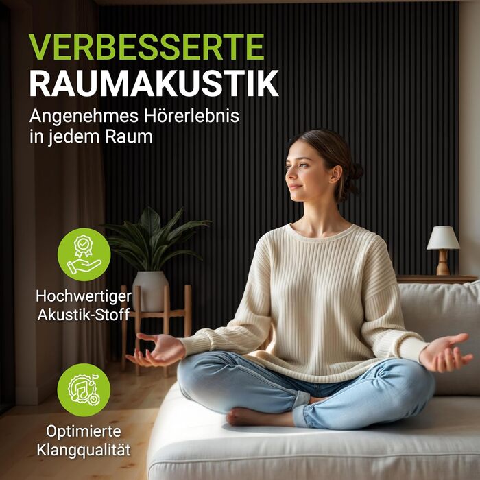 Акустичні панелі Juskys для стін, набір 4 шт (2,88 м²), 120x60 см, шумопоглинаючі декоративні панелі від луни та шуму, колір: чорний дуб