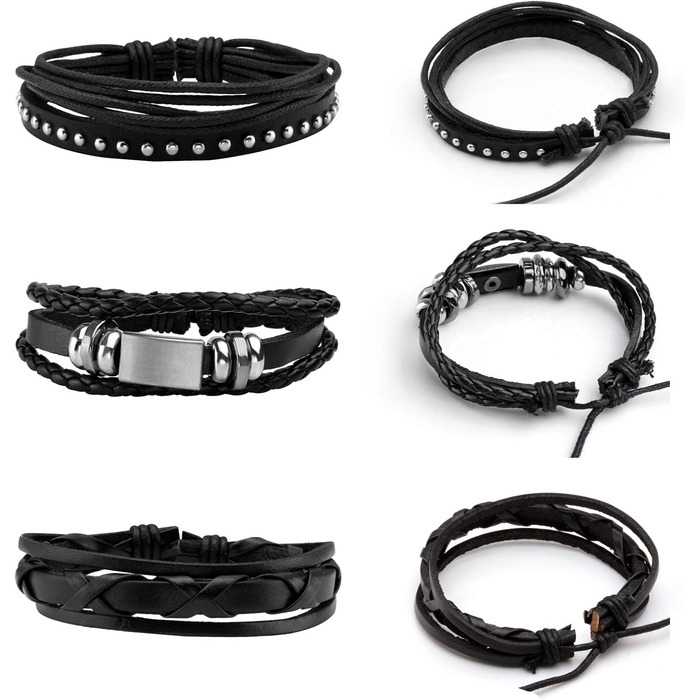 Чоловічий плетений браслет з екошкіри Milakoo, набір браслетів та манжет для жінок та чоловіків