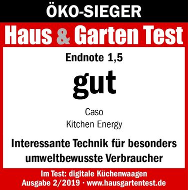 CASO Kinetic Kitchen Scale - Battery-Free, 5kg Capacity, 1g Increments - Testsieger