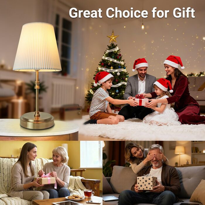 Торшер на тумбочку з сенсорним керуванням, регульована яскравість, 31.5 см, ретро стиль, латунь. Ідеально для вітальні, спальні, як подарунок на Новий Рік.