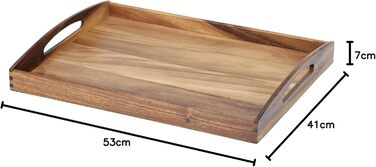 Zassenhaus Serving Tray Wood | rectangular | with carrying handles | 53×41×7cm | Tea Tray | made of sustainably grown acacia wood (pack of 2)