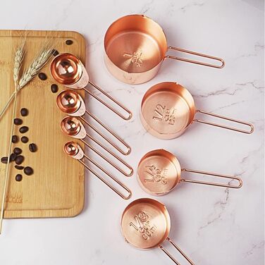 8-Piece Stainless Steel Measuring Spoon and Cup Set, Baking Tools, Coated Measuring Spoons, Kitchen Utensils