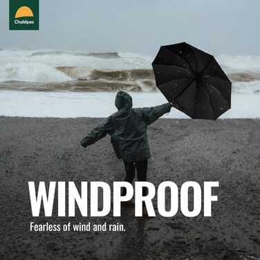 Чакіпі Чомптер: Стійкий до вітру парасолька-тростина для чоловіків та жінок, автоматичний складний парасоль, 10 ребер, червоний