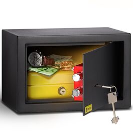 Сейф Homesafe HV15K з ключовим замком, вугільно-чорний сатиновий (20x31x20 см)
