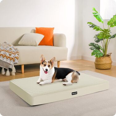 Ортопедичний лежак для собак, 112 см, оливковий колір. Знімний, водонепроникний, з антиковзким покриттям. Підходить для середніх та великих собак. Розміри: 91x56x9 см