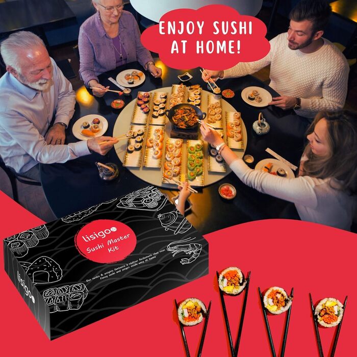 Набір для приготування суші: повний комплект з бамбуковою килимком та японським ножем