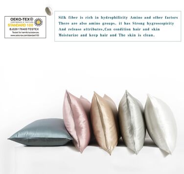 DISANGNI 100% Natural Mulberry Silk Pillowcase for Hair and Skin, Hidden Zipper Closure, 22 Momme, Both Sides, Real Silk, 1 Piece (Blue, 2 Pack, Standard Size 50.8 x 66 cm)