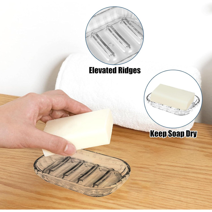 Миски для мила 2 шт. з пластику, самозливні, 13×8.8 см, неслизькі, для ванної, кухні, душу