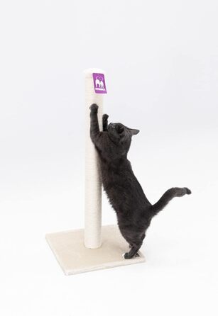 Petrebels Premium Quality Scratching Post Maine, 90 cm High, with Extra Stable Base Plate and Natural Sisal Post, 40 x 40 x 90 cm, Cream/Beige Color