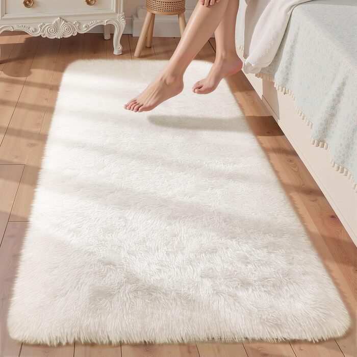 Килим Treeboy Hochflor сірий для вітальні та спальні 80x160 см, миючий, антиковзаючий, плюшевий, сучасний