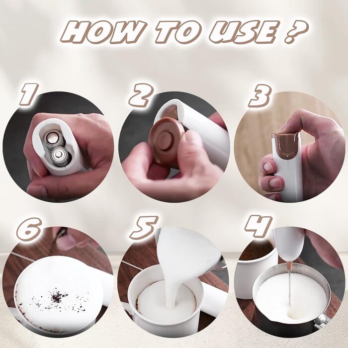 Електричний піноутворювач для молока Aischens: ручний міні-міксер для кави, вершків, яєць, лате, матча (білий-рожевий)