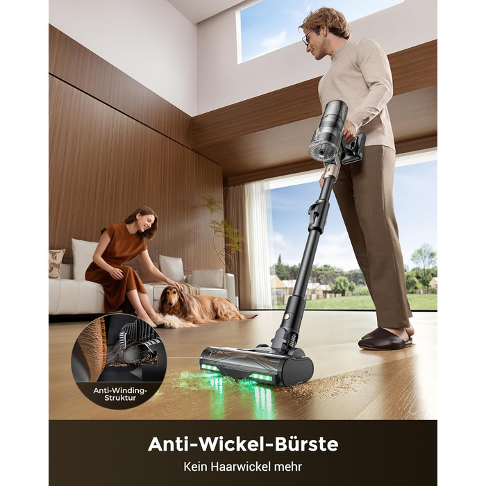 Бездротовий пилосос Proscenic P20 з функцією миття, 70KPa, 70 хв, 680W, самостійна док-станція, фільтр 6 шарів, 1,5л, для килимів та шерсті домашніх тварин, Aurum Black