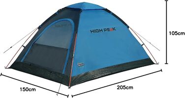 Намет High Peak Monodome для 2 осіб: кемпінговий, фестивальний, водонепроникний (1500 мм), з москітною сіткою