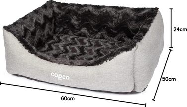 Ортопедичне ліжко для собак CopcoPet Pia – м'яке собаче ліжечко з віскоеластичною начинкою – миється, не слизьке, легке у догляді, зручне та береже суглоби – для маленьких собак (60 x 50 см, чорне)