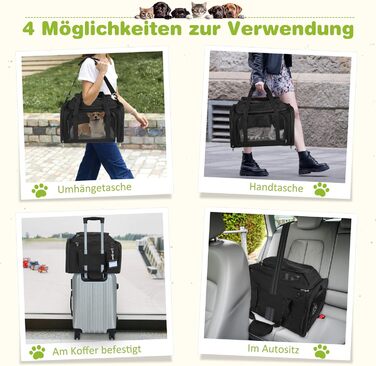 Транспортна сумка для кота та собаки, переноска для тварин (чорна, L)