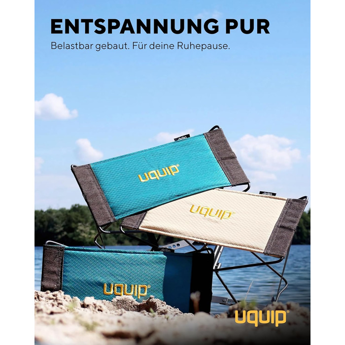 Складний туристичний стілець Uquip Falthocker Fancy Petrol - міцний, компактний, для кемпінгу, відпочинку та подорожей. Максимальне навантаження: 100 кг.