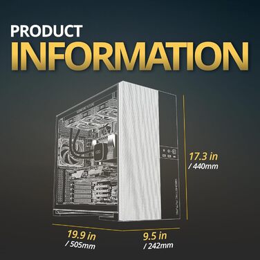 Корпус для ПК Geometric Future M5 Vent Mesh, Mid Tower, E-ATX/ATX, Чорний/Жовтий, Mesh Front Panel, Підтримка 420/360 радіатора
