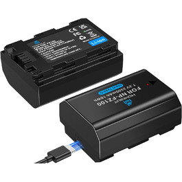 Акумулятор NP-FZ100 Homesuit 2280mAh та подвійний зарядний пристрій для камер Sony ZV-E1, FX3, FX30, A7RIII, A7RV, A7RIV, A7SIII, A7III, A7IV, A7C, A7CII, A6600, A6700, Alpha A1, A9, A9II, A9III, 9R, A9R, 9S (2 шт.)