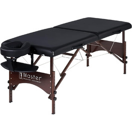 Масажний стіл Argo Master Massage 71 см, складний, портативний, чорний, з сумкою, дерев'яні ніжки з горіха
