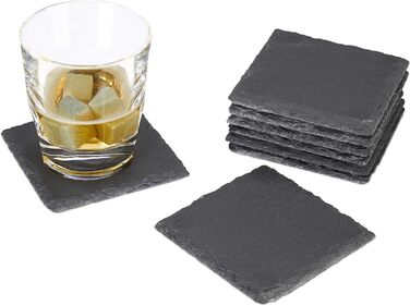 Set of 72 Slate Coasters, square 10x10 cm, easy-care coasters, for glasses, grey