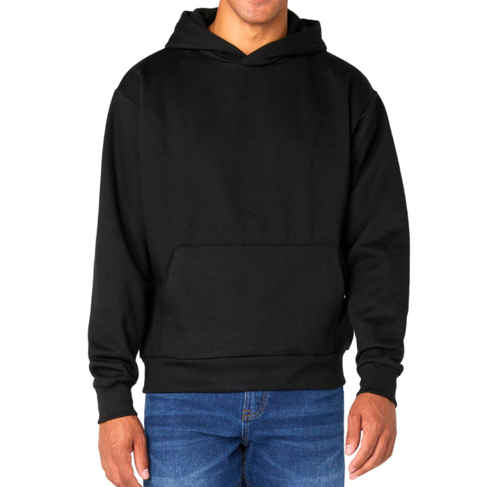 Чоловічий худі FM London Essentials Oversized — теплий прогулянковий худі з капюшоном, бавовняна суміш, чорний, розмір XL