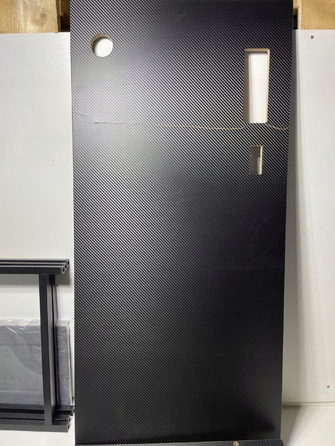 Ігровий кутовий стіл VIDATECO L-подібний, LED-підсвітка, чорний, 120-150 см, з розеткою