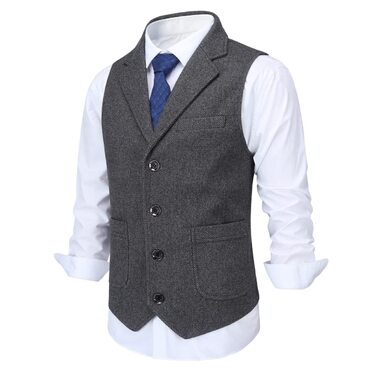 Жилет чоловічий Allthemen з твіду, вовняний, для ділового стилю, формальний, Regular Fit, сірий, XXL