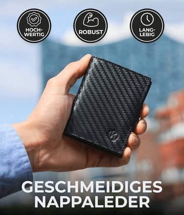 Гаманець Koruta Slim з монетницею та RFID захистом - картхолдер для чоловіків і жінок - мінімалістичний портмоне з карбону, чорний