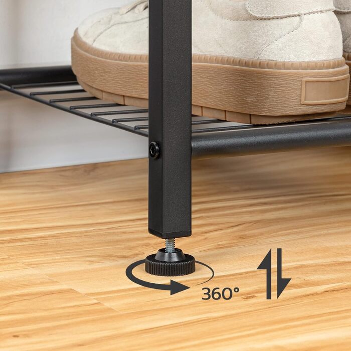 HOOBRO Coat Rack, Shoe Rack with Coat Rack, Clothes Rack with Shoe Storage, Shoe Cabinet with 5 Tiers, for Entryway, Dark Brown EBF80MT01G2