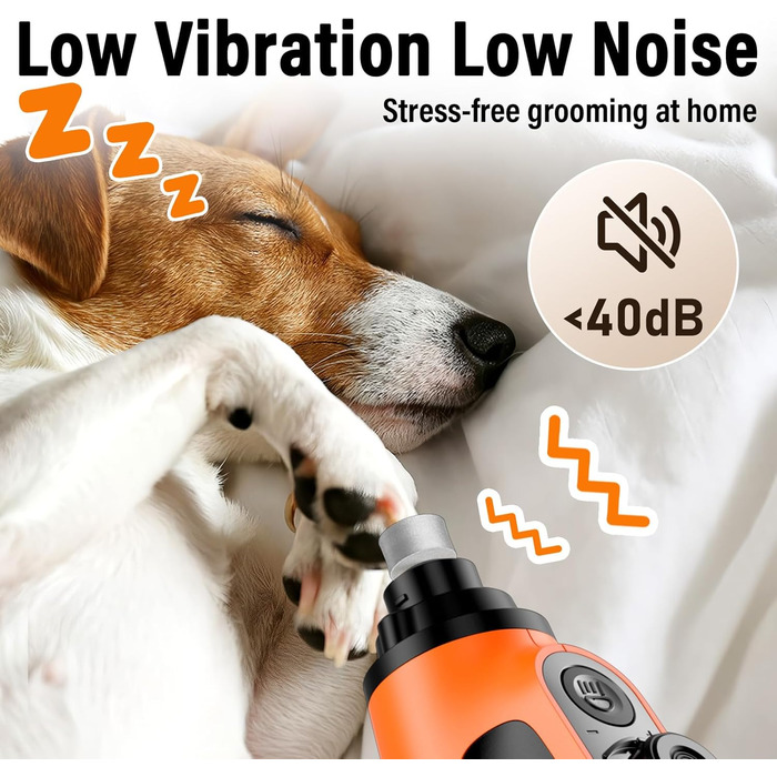 Шліфувальник кігтів для собак Casfuy Smarter Krallenschleifer 6-ступінчатий – 50% потужніший. З 2 LED-лампами, супертихий, перезаряджуваний. Підходить для собак та котів великих, середніх та маленьких порід. Білий (Оранжевий)