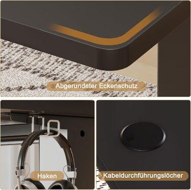 Регульований стіл Homall 140x60 см з USB-роз'ємом, комп'ютерний стіл для дому та офісу, ергономічний, білий. Також доступний розмір 160x70 см, чорний колір