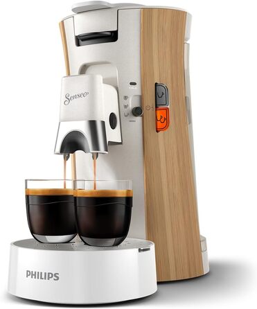PHILIPS Senseo Select Coffee Pad Machine - Intensity Plus, Memo function for 3 coffee specialties, Crema Plus, Environmentally friendly product with 37% bio-based plastic, Silk White (CSA240/05)