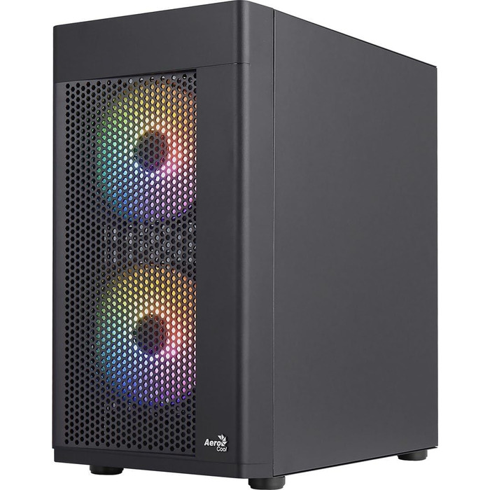 Корпус ПК Aerocool HEXFORM K2 V2 Micro ATX з 3 RGB вентиляторами, сітчаста передня панель, чорний колір