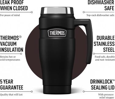 Термос König Travel Mug з нержавіючої сталі - Матовий Чорний (470 мл)