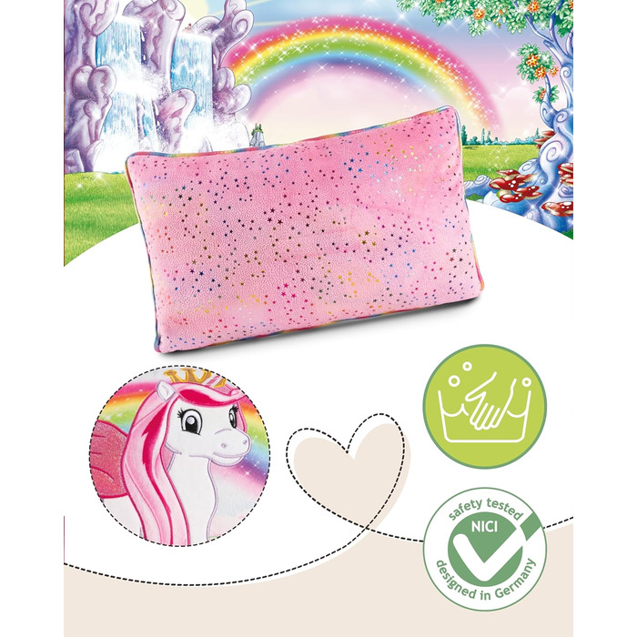 Дитяча подушка NICI Lissy PONY Einhorn Tamani 43x25 см, м'яка кольорова подушка-єдиноріг для дітей і дорослих, для дому, садочка або подорожей