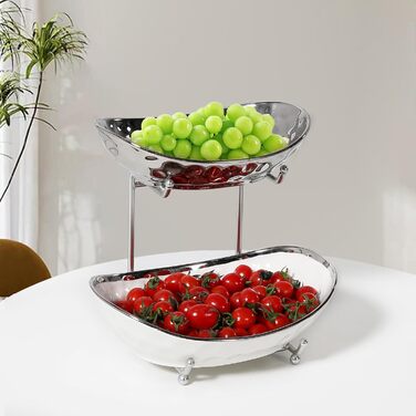 Набір підставок для фруктів та овочів Acliys, 3 яруси, кераміка, для кухні, сріблястий