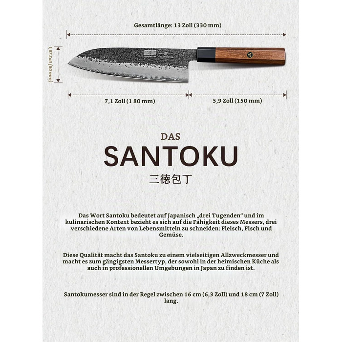Професійний японський кухонний ніж HOSHANHO Gyuto (Сантоку), сталь, 20 см