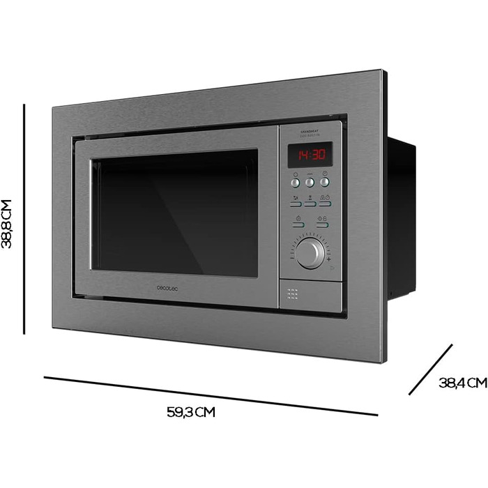 Вбудована мікрохвильова піч Cecotec GrandHeat 2590 BlackRose з грилем, 25 л, сталь