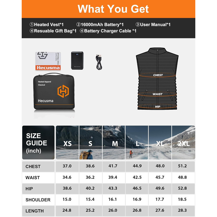 Тепла електрична жилетка для жінок з акумулятором 16000mAh, Sherpa, флісова жилетка для активного відпочинку та катання на лижах, чорна