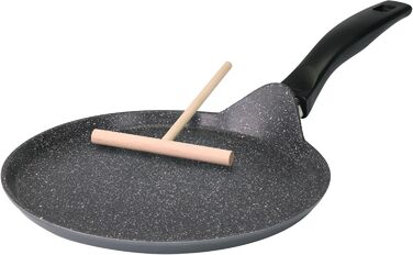STONELINE Back to Nature Crepe Pan Induction 25 cm, Omelette pan coated with real stone particles, Pancake/Pancake pan non-stick, Fat-free frying, All stovetops, (Grey)